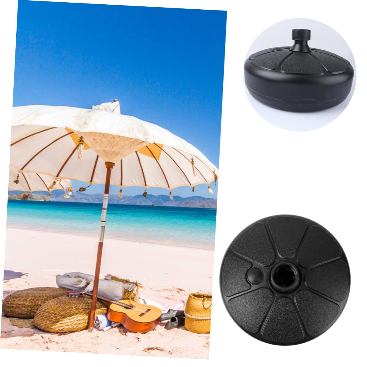 YARNOW Support de Parasol Extérieur Noir en Plastique, Base Étanche