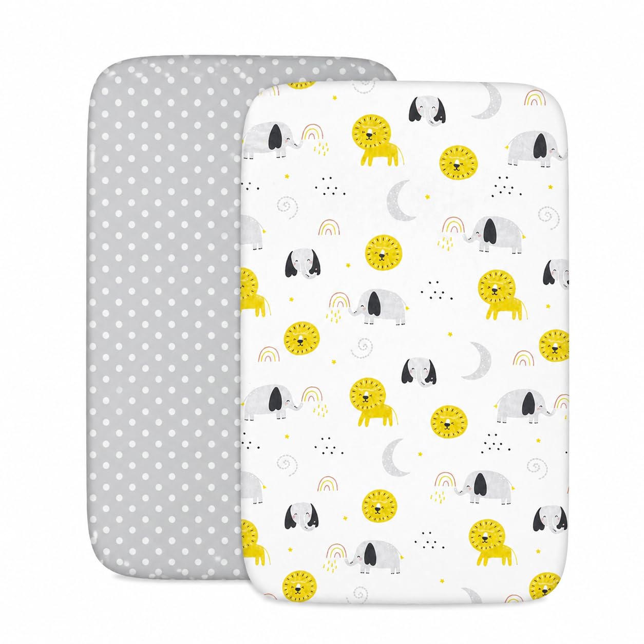Flyideas 2-Piece Bedding Set for Bedside Cribs – 2 Cotton Fitted Sheets, 83x50 cm – Hypoallergenic, Soft, Breathable Sheets for Next to Me Crib