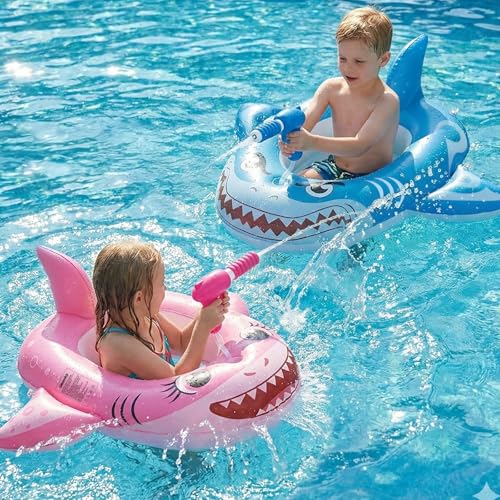 Gleamkid 2PCS Inflatable Pool Floats Kids, Pirate Ship Pool Float with Water Gun, Pool Toys for Kids Ages 4-8, Pool Float Safety Seat Swimming Pool Games for Boys Girls