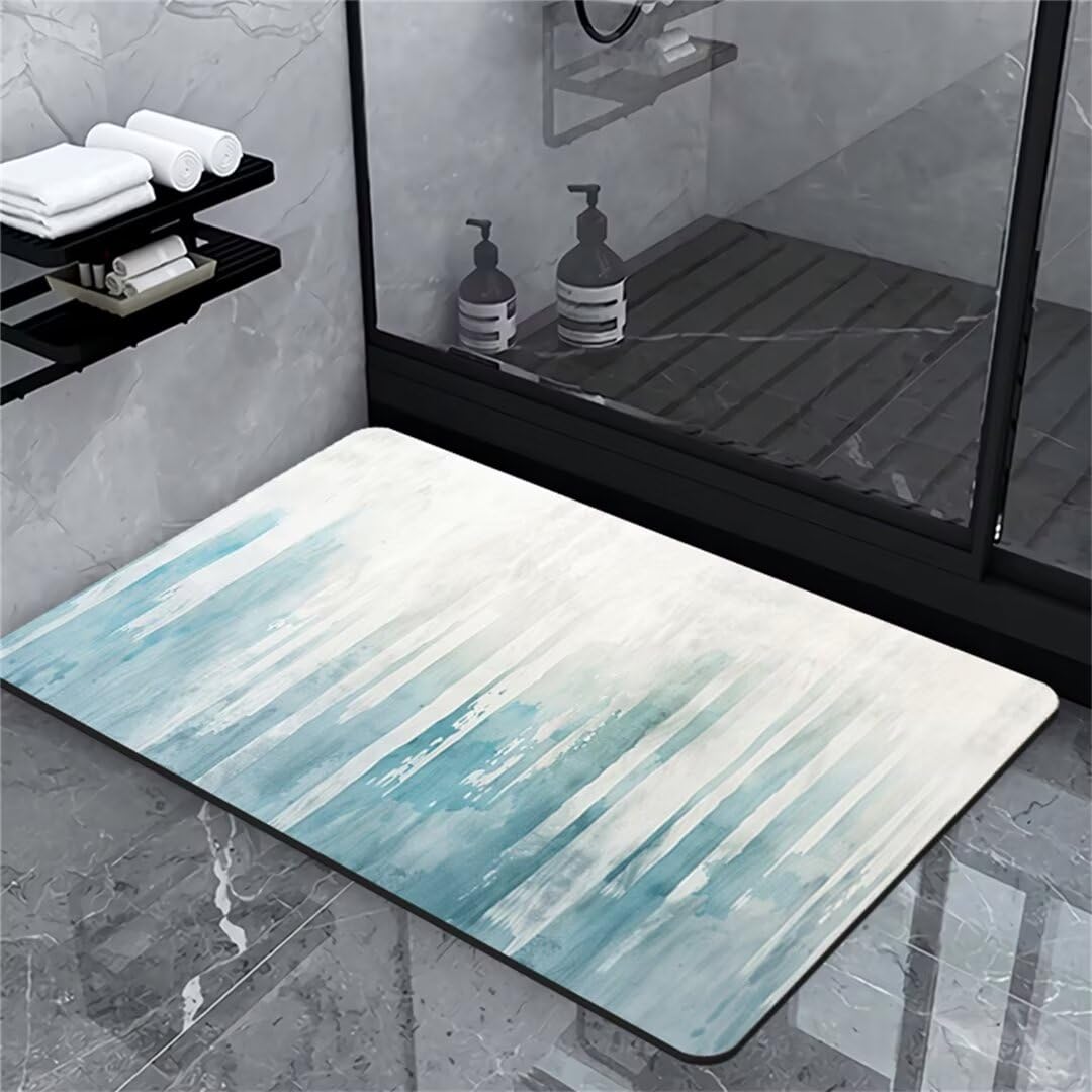 Badezimmerteppich Badteppich Groß 120x180cm Absorbierender Schnelltrocknend Badvorleger Badematten SaugfäHig Waschbar Badematte Ink Bath Bathroom Mat, Teppich Badezimmer Matte Bad Teppich Gross