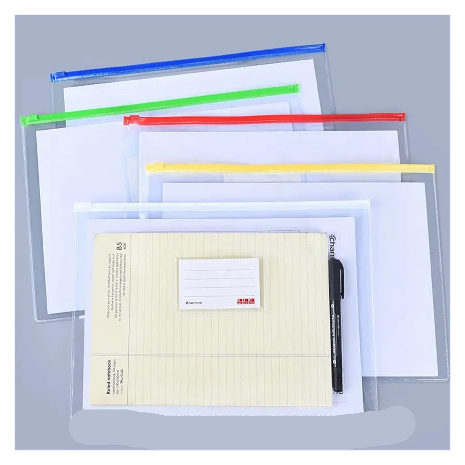 Cartelline Trasparenti 10/20 pezzi borsa in PVC trasparente con cerniera A3 for file impermeabile for documenti A5 A4(Light green)