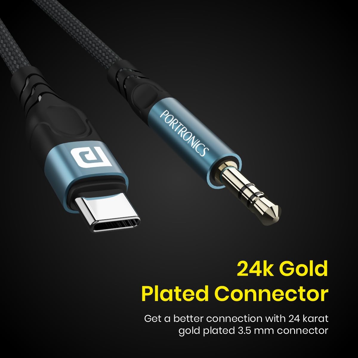 Portronics iKonnect C MAX USB C to 3.5mm Audio Adapter Hi-Fi Stereo Type C to Aux Headphone Male Cord Car Auxiliary Cable Compatible with iPhone 15 Pro Max/15 Pro/15 Plus -1 mtr length (Black) 1