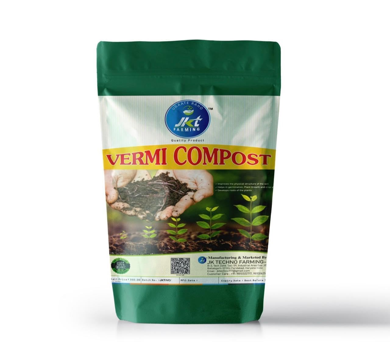 JKt Farming Eco-Friendly 100% Organic Vermicompost Fertilizer|Enriched by Earthworms,Cow Dung|Natural Boosts for Plant Growth, Home Gardens Pots,Farms|Non-Toxic Manure|Nutrient-Rich Soil Booster|2 Kg (B0D3H4ZMK9) Amazon Price History, Amazon Price Tracker