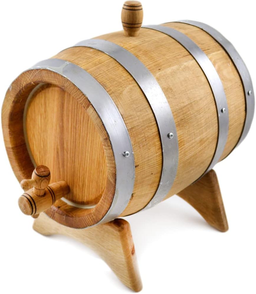Imported 5L / 161oz Oak Barrel with Tap great for Whiskey, Bourbon, Rum, Tequila, Wine