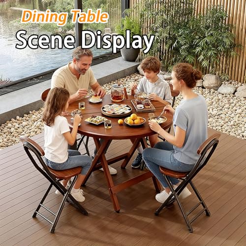 Table ronde pliable bois 70 cm : la solution idéale pour petits balcons - 8