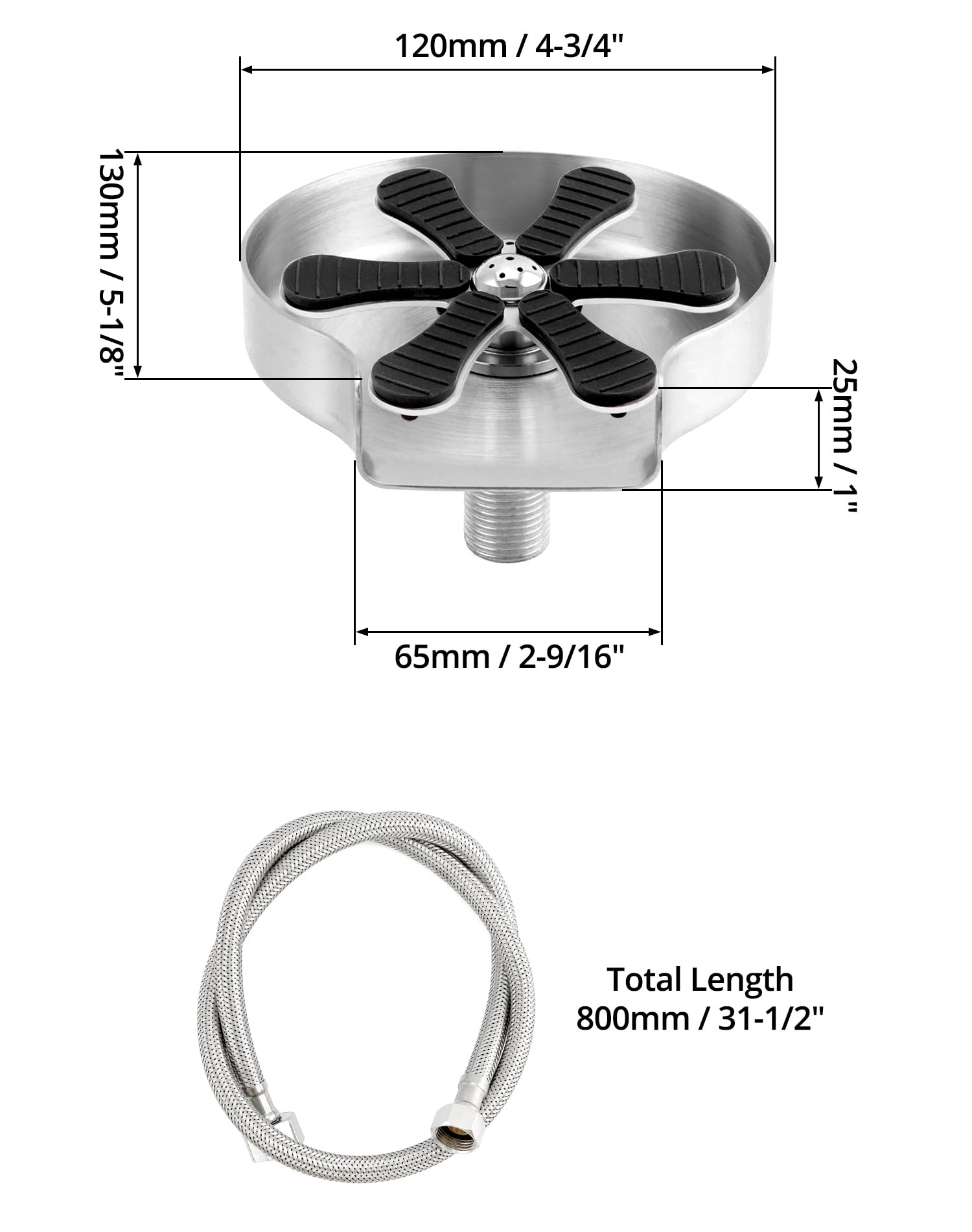 QWORK® Lavabicchieri Lavandino, in acciaio inossidabile 304, Rondella di vetro automatica, Lavatazzine, Sciacquatrice di vetro, per lavello da cucina, Bar