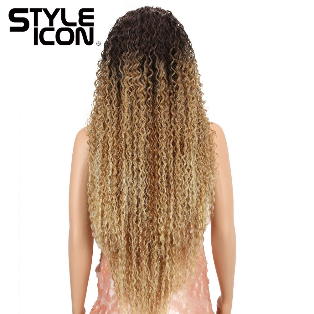 Style Icon 38” Long Curly Wig Lace Front Wigs Synthetic Wigs with Baby Hair Half Hand Tied 130% Density Hair Replacement Wigs (38", TAT6/27/24E)