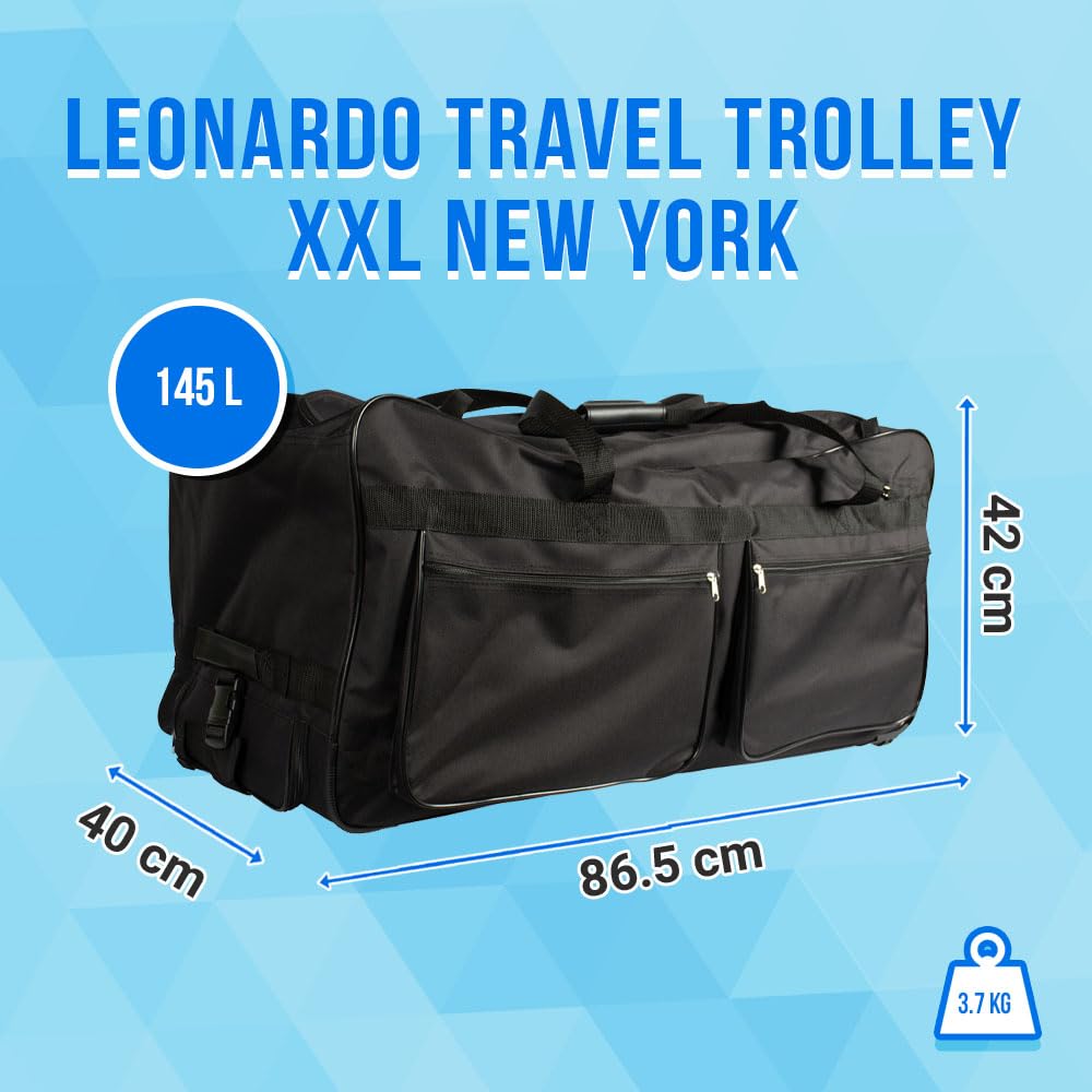 XXXL torba na kółkach 182 l, z 3 rolkami, czarna, walizka podróżna na kółkach, czarny, 88x 45x 46, torba podróżna