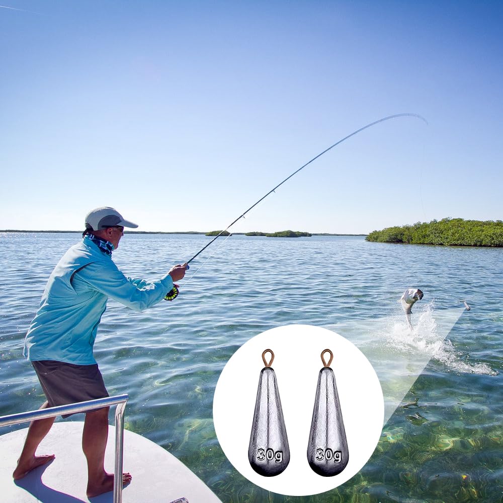 Lot de 20 Plomb Pêche Mer 30g Drop Shot Poids pour Pêche en Eau Douce