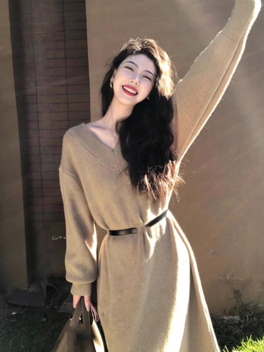 Autumn and Winter with Coat, Cool Knitted Long Skirt, Gentle Style, Sweater Dress for Women