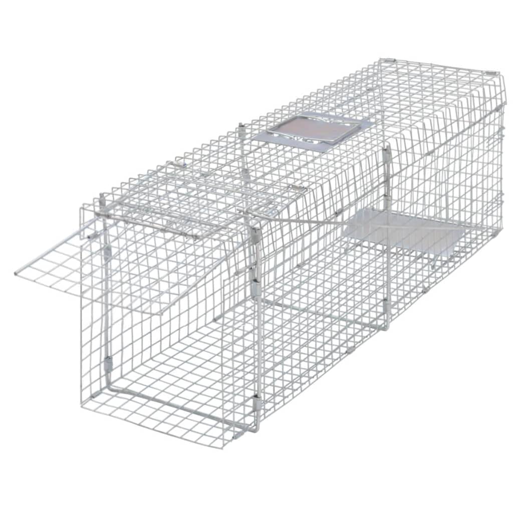 Lebendfalle verzinkt, Drahtgeflecht mit 2,54 x 2, Maschenweite, Tür, klappbarer Griff, für Katzen, Meerschweinchen, wildbeobachtung und Transport im Outdoor Einsatz
