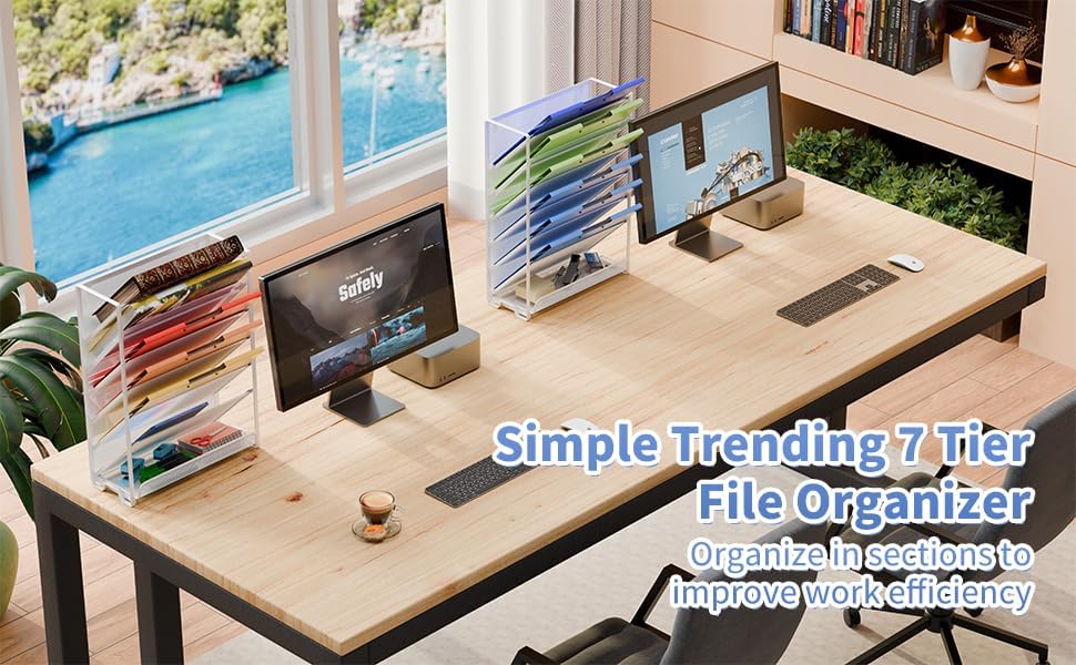 Simple Trending 壁ファイルオーガナイザー メッシュ 7段 垂直吊り下げファイルホルダー デスクトップメタルファイルラ