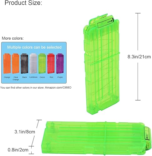 Miniatura 6 de OIMIO Clips de bala suaves de 12 dardos de recarga rápida, clips de revista para pistola de dardos de juguete Nerf, 4 piezas (rojo)