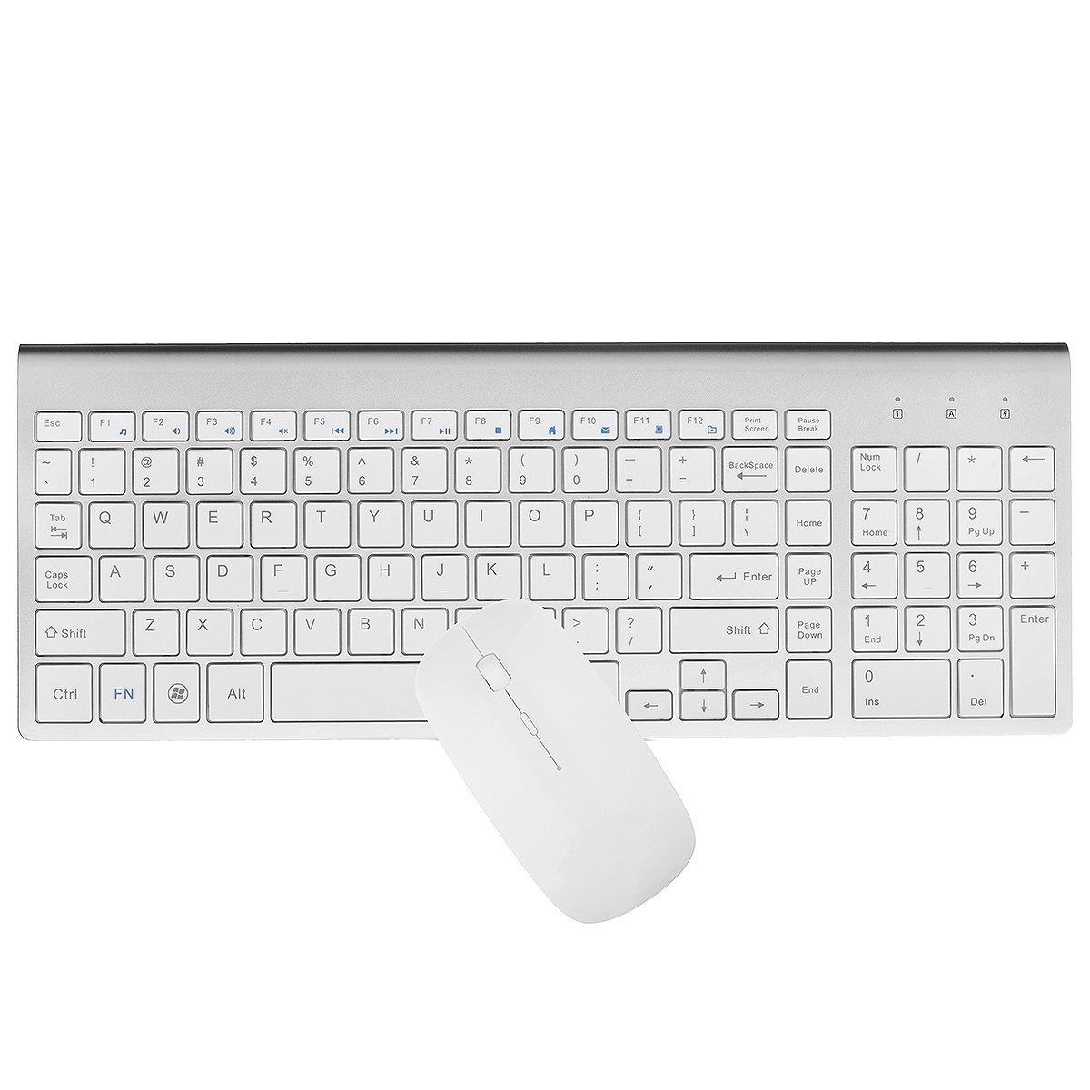 2.4GHz Wireless Keyboard and Mouse Combo, URCO Upgraded 102 Keys Full Size Low-noise Portable Wireless Keyboard and Mouse for Working and Gaming (Silver)