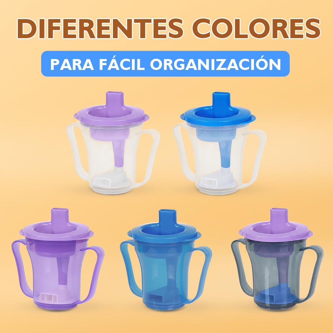 Vaso Antiahogo para Disfagia, Taza Antiderrame para Adultos y Ancianos, Vaso Adaptado con Control de Flujo 5-15 ml, para Parkinson, Demencia y Personas con Movili (Azul)