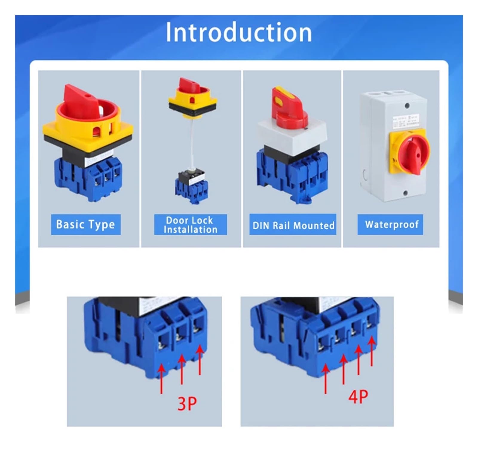 Interruttore sezionatore YMD11-40C 4P 40A Off-ON Montaggio su guida DIN 690V Lucchetto di disconnessione Sostituisci LW30-40A