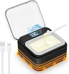 Kit de cera de nariz masculino, remoção de pelos da orelha do nariz com visor LED ajustável para homens e mulheres, mini aquecedor de cera único para viagens ou uso doméstico, temperatura