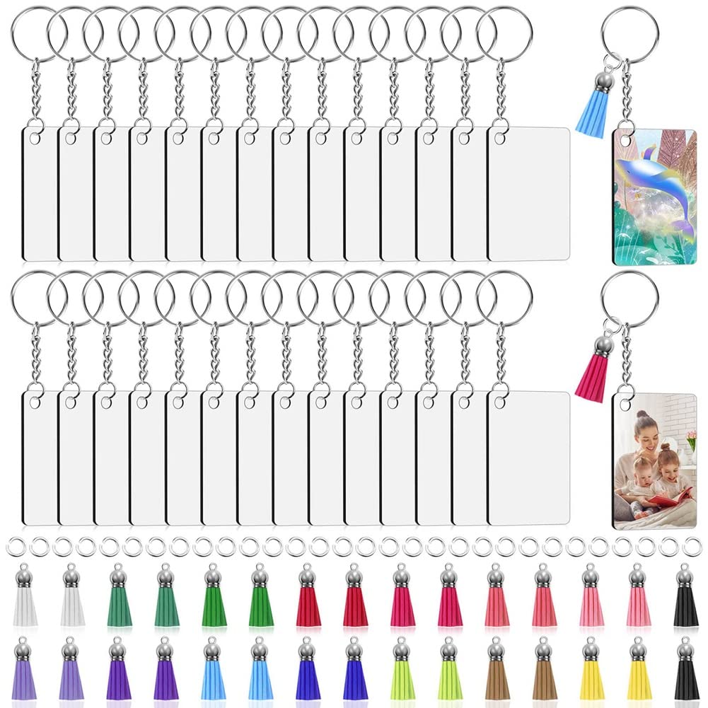 CTRLZS Sublimation Keychain Blanks Bulk 120Pcs Keychain Blanks Set with Rectangle Sublimation Blanks,for DIY Keychain Crafting