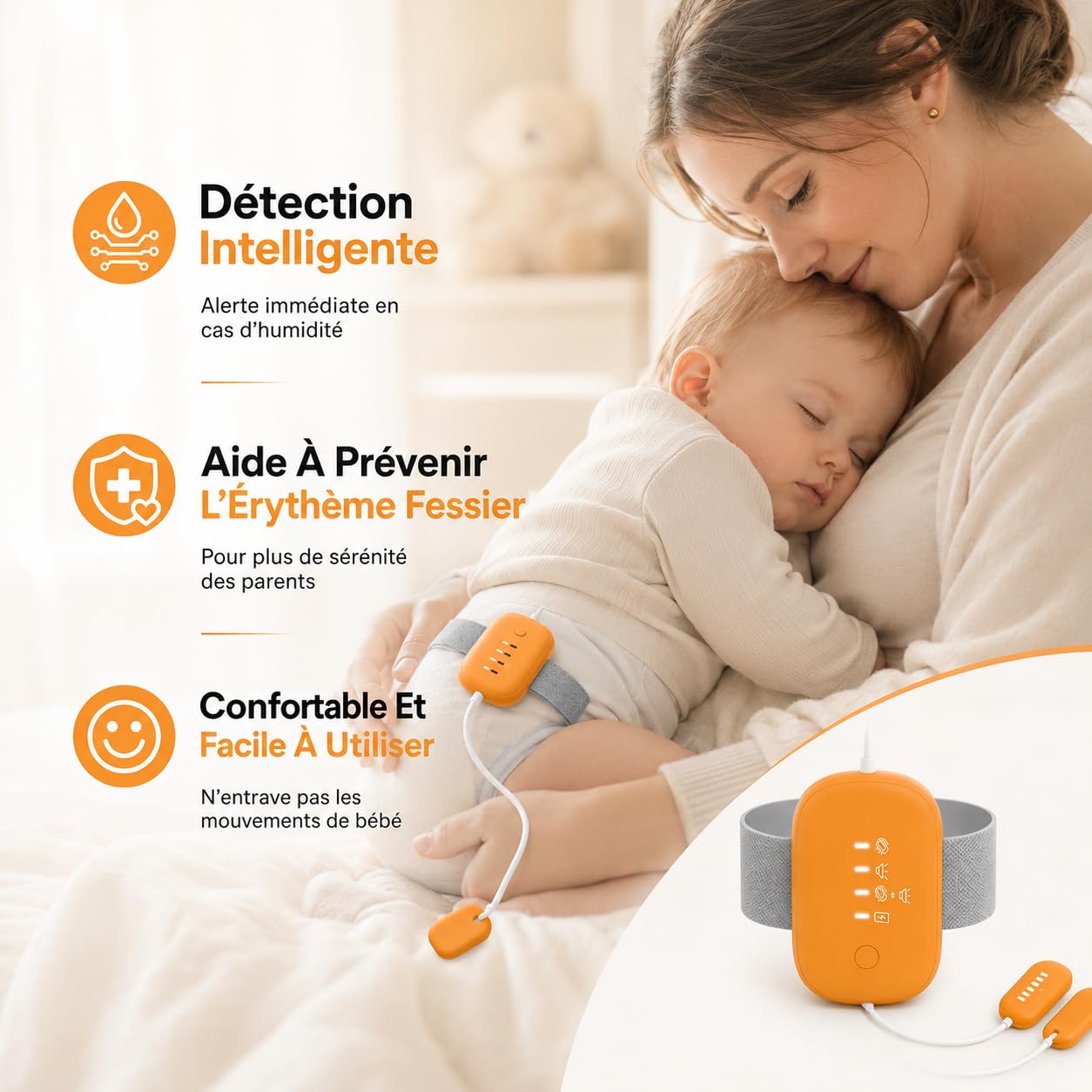 Alarme D’Énurésie Nocturne DodoGuard, Stop Pipi Enfant, Alarme Stop Pipi USB Rechargeable avec 3 Modes, Capteur Humidité Sensible pour Filles Et Garçons (Bleu)