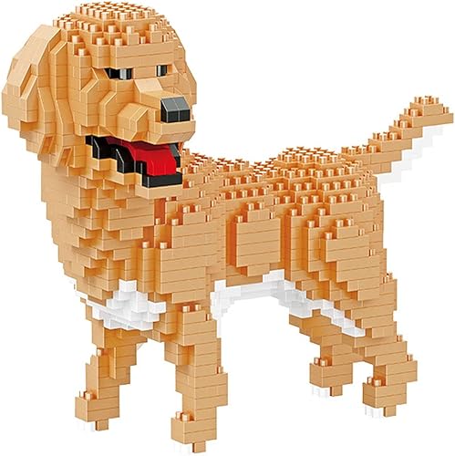 Bloques de construcción de mini perros, rompecabezas 3D, juego de bloques de construcción, juguetes regalos para niños o adultos (Golden Retriever,