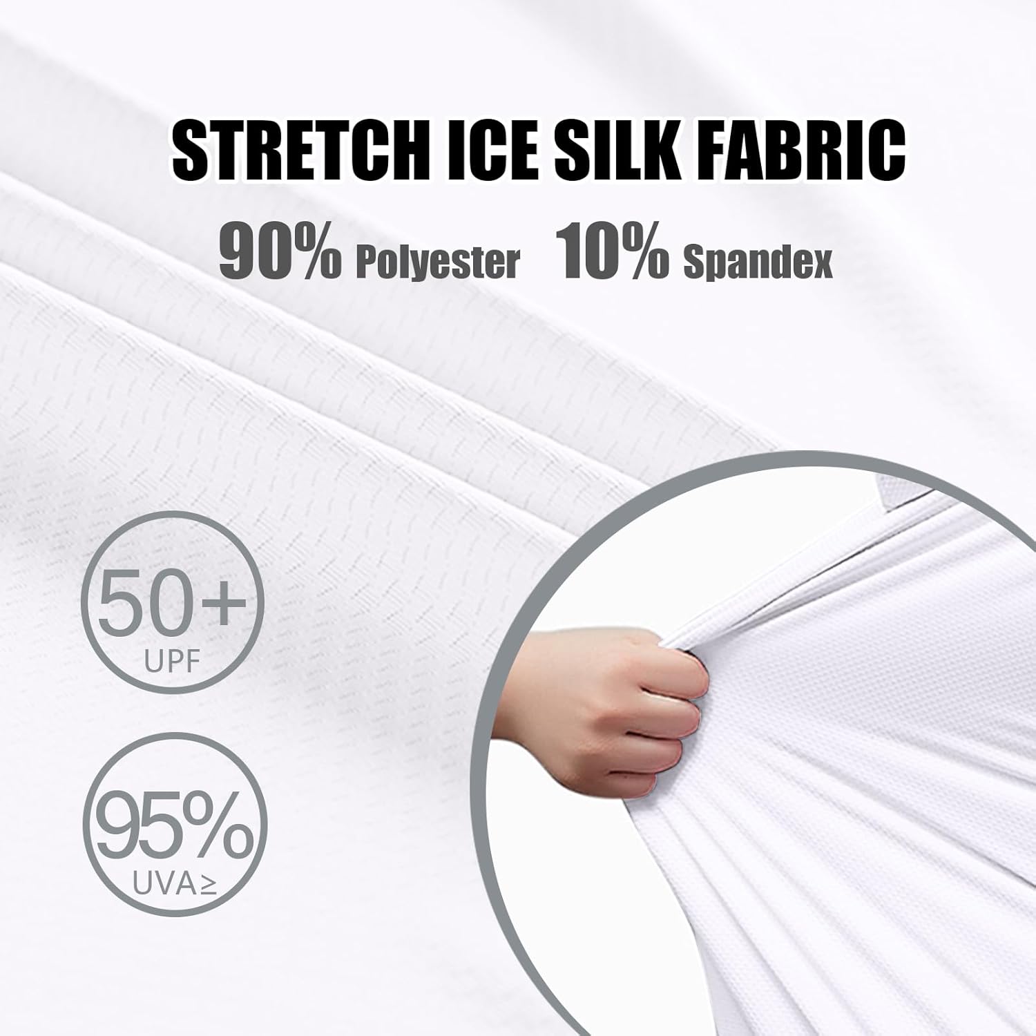 Men's UPF50+ Sun Protection Hoodie Long Sleeve Quick Dry Sun Shirts Elastic Full Zipper Fishing Jacket,White,Medium - Image 5