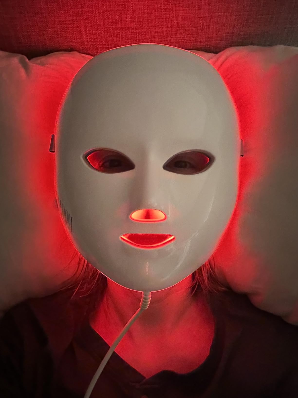 NEWKEY 4D LED Red Face Mask Light Therapy Women MOM wife GIFT, 630nm Red Light Therapy for Face Wrinkle, 465nm Blue Light Therapy Mask for Acne, Real 150LEDs,450 LED Chips, 10 Min auto Off,Plug in