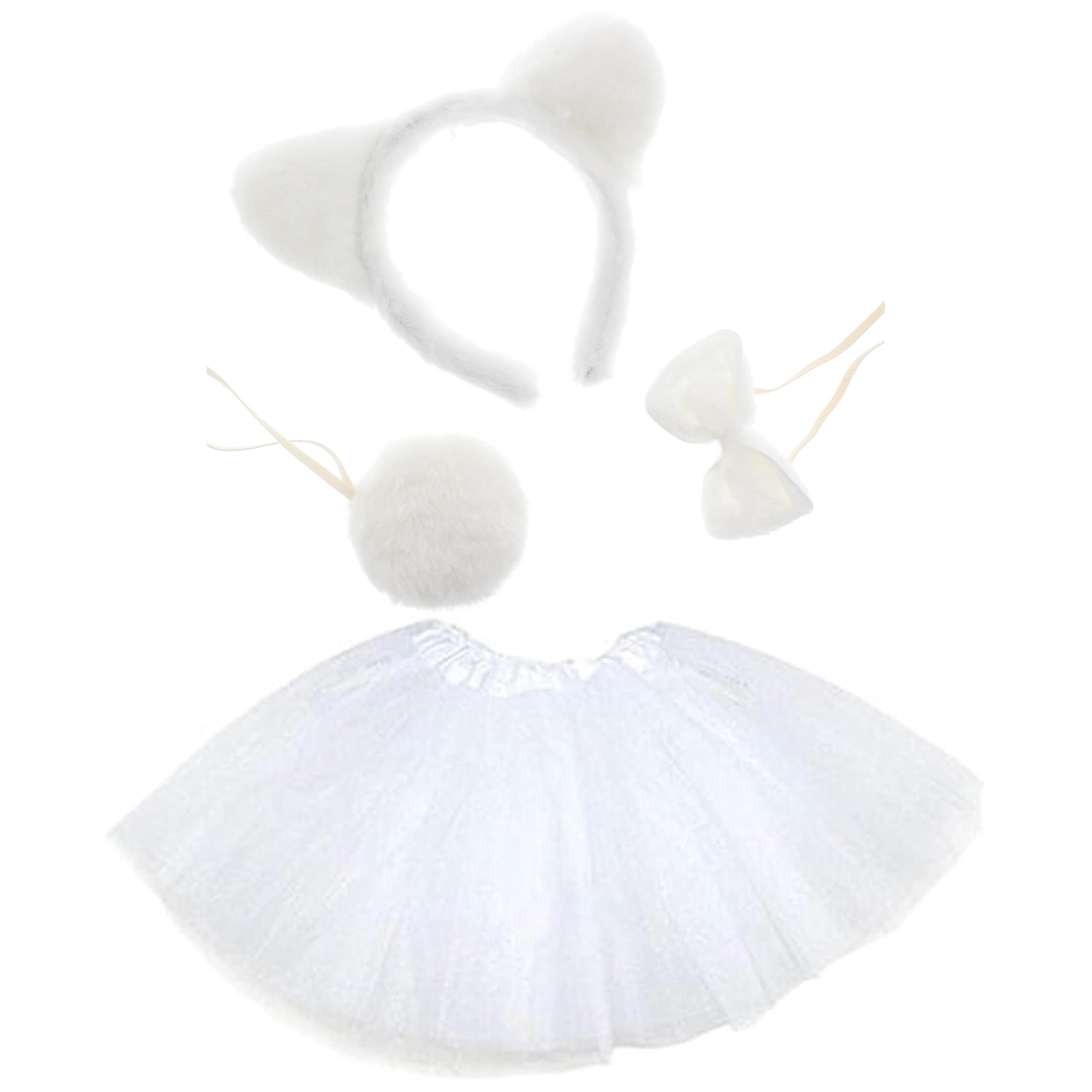 Zac's Alter Ego Animal Ears Bow Tie Tail Tutu Costume Set for World Book Day, Halloween, Nativity, & Fancy Dress Party Skirt Accessories