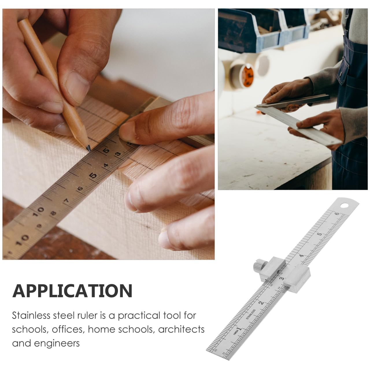 NUOBESTY Thickened Plate Ruler 6.69 Inch Stainless Steel Measuring Tool with Ruler Stopper for Precise Depth and Height Measurement Ideal for School Office and Home Use - Image 4