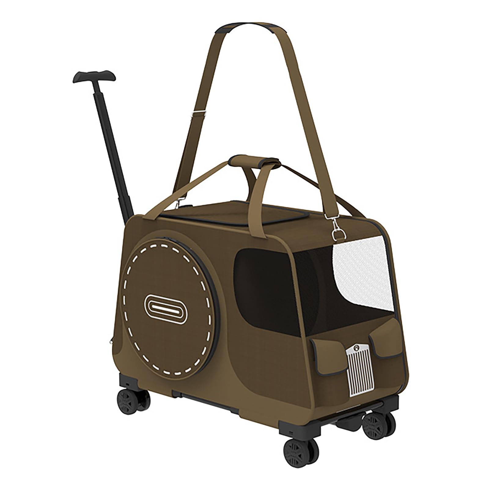 TransportíN Grande con Ruedas para Gatos, VentilacióN En 3 Lados, Adecuado para Dos Gatos PequeñOs O Un Perro Mediano A Grande Que Pese Menos De 30 Libras, Color Café.