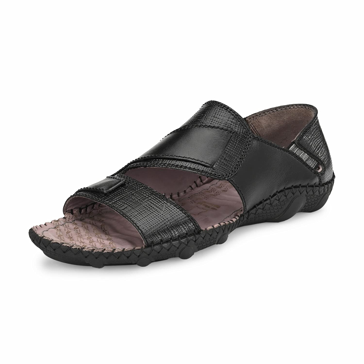 HITZ Mens Black Leather Slip-On Casual Sandals - 7 (B099ZHL9GB) Amazon Price History, Amazon Price Tracker