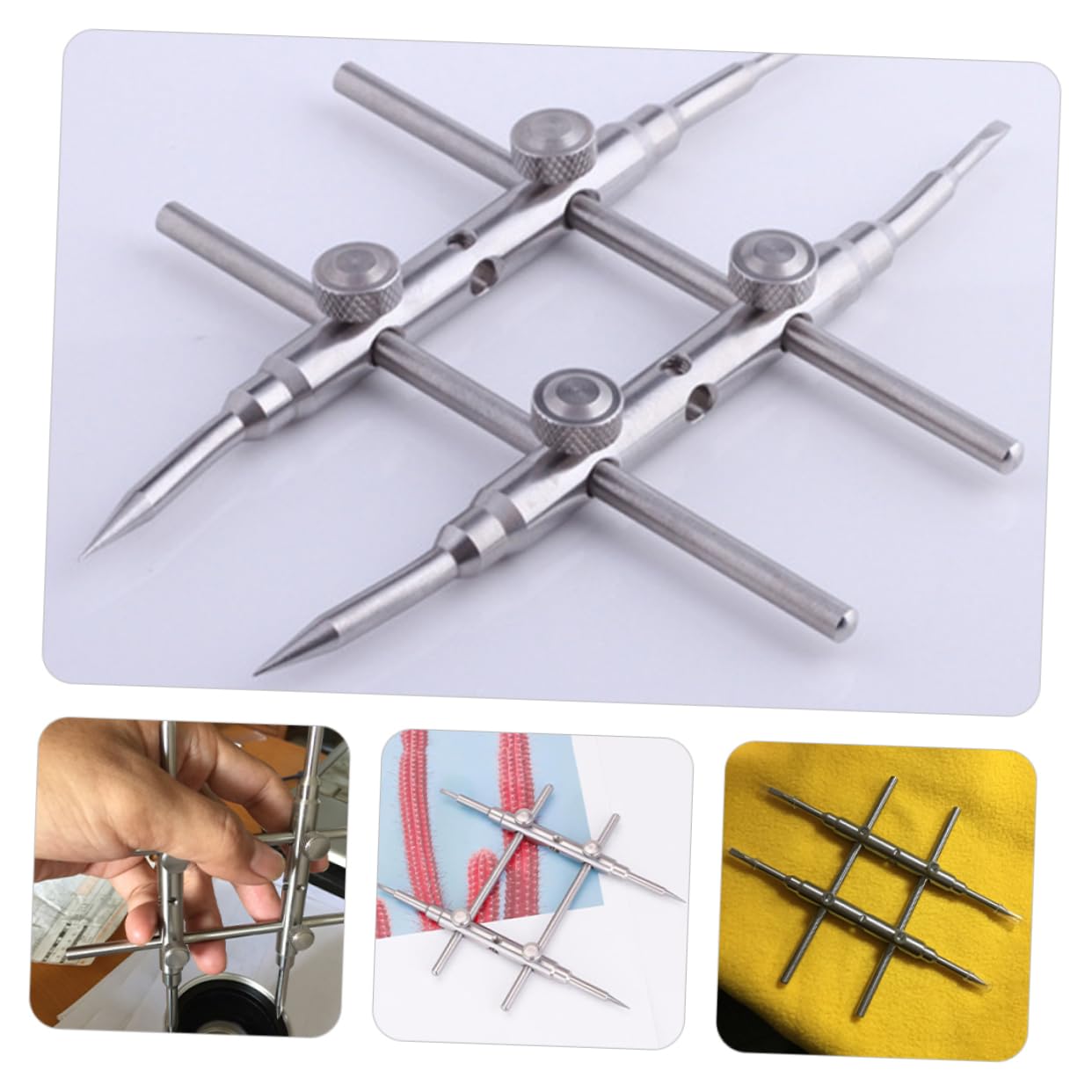 UKCOCO Metall Silber mit Ergonomischem Design Kameraobjektivschlüssel und Festem Griff Werkzeug zur Linsenreparatur und Öffnungsschlüssel für Teleskoplinsen