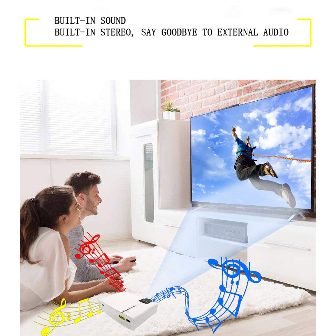 Proyector Hd1080p 138 Pulgadas El Cable De Datos Se Puede Conectar al TeléFono Directamente En La Pantalla Audio Incorporado Compatible con Hdmi USB Vga Av Tarjeta SD