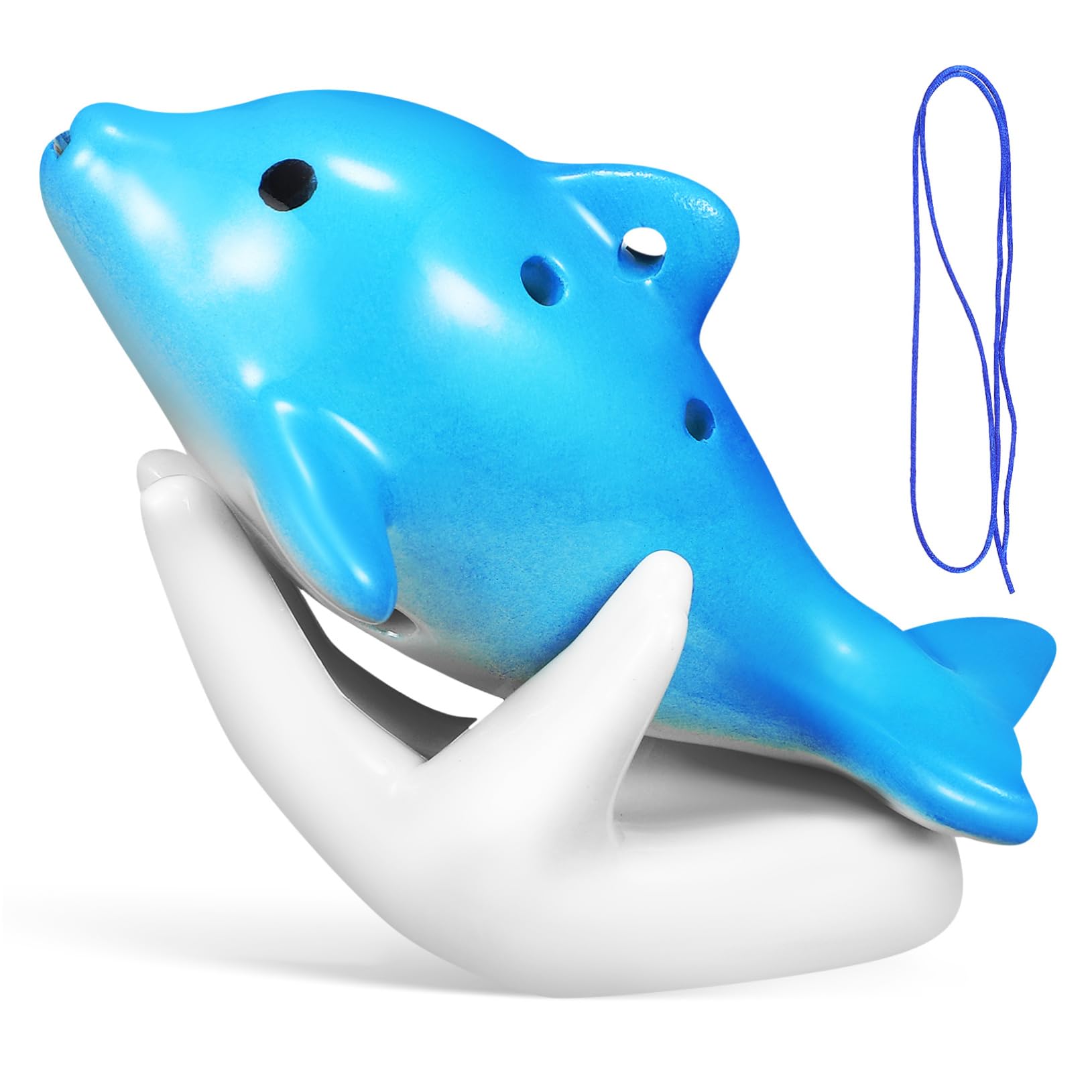 Yardwe Dolphin Ocarina Musical Instrument Ceramic Flute Lanyard English Songbook