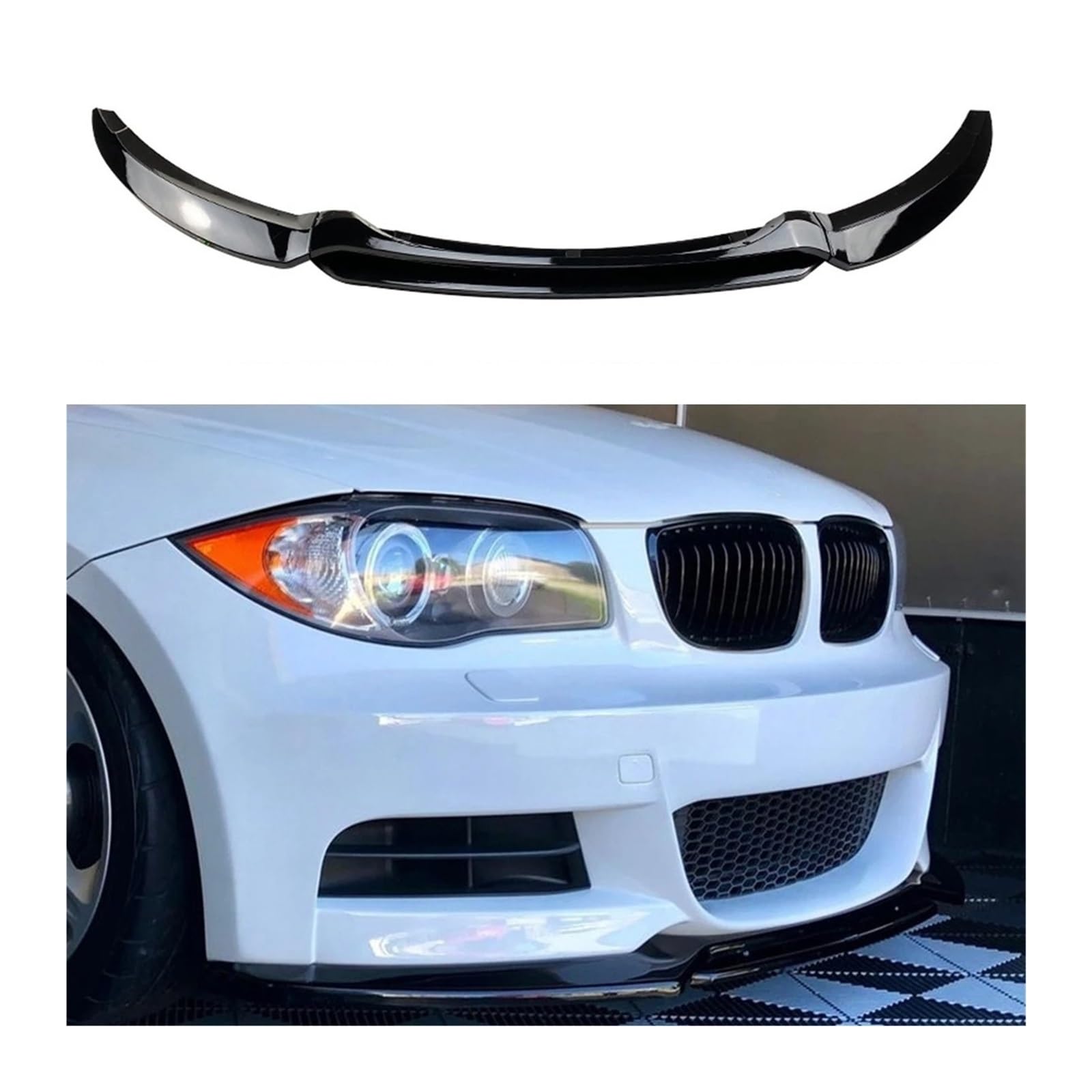 Spoiler frontali per auto Per Bmw E82 E88 1 Serie 118d 120i 120d 125i 135i 2008-2013 Paraurti Anteriore Splitter Lip Car Canard Spoiler Diffusore Kit Labbro Anteriore Spoilers(Gloss Black)
