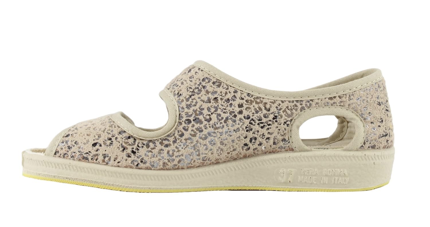EMANUELA 667 Beige Cecile Scarpa Sandalo Donna Doppio Strappo Lavabili in Lavatrice A 30 Gradi