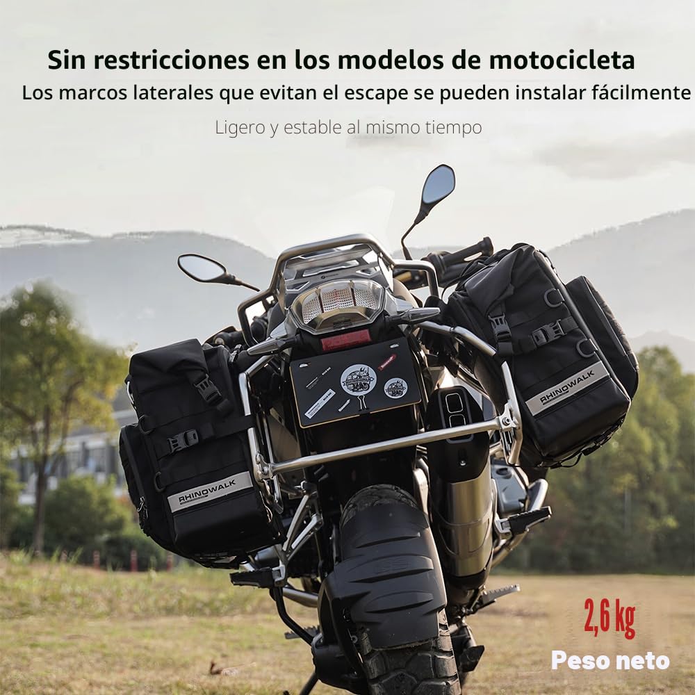 Rhinowalk Bolsas laterales impermeables 25L para moto aventura deportiva negro