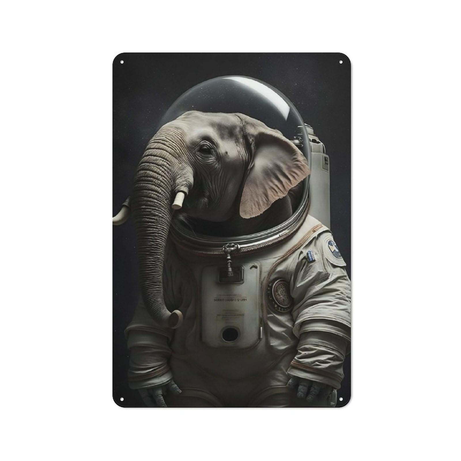 Junmoney Astronaut Elephant Vintage Metal Sign 30X20cm, Bistro Style Shop Wall Decor For Cafe, Bistro, Bakery Or Restaurant
