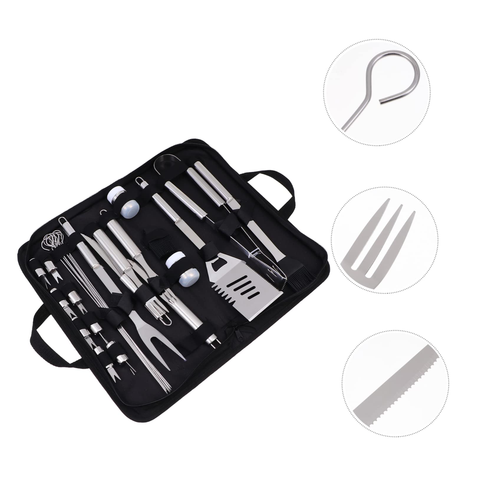 Milisten Attrezzi Per Barbecue in Acciaio Inox Kit Per Grigliate All Aperto Utensili Barbecue Per Uso Domestico e Campeggio Nero
