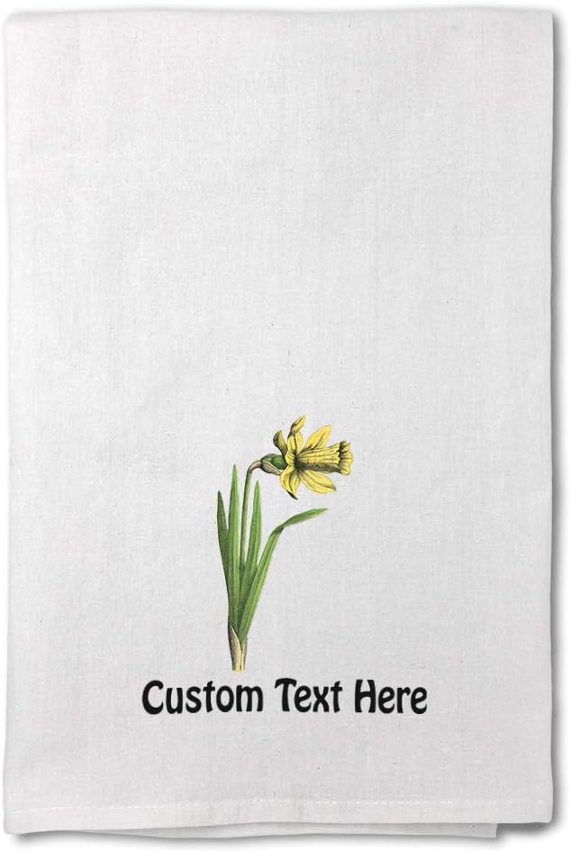 Style In Print Custom Decor Flour Kitchen Towels Daffodil Vintage Look A Botanical & Flowers Botanical & Flowers Flowers Cleaning Supplies Dish Towels Personalized Text Here