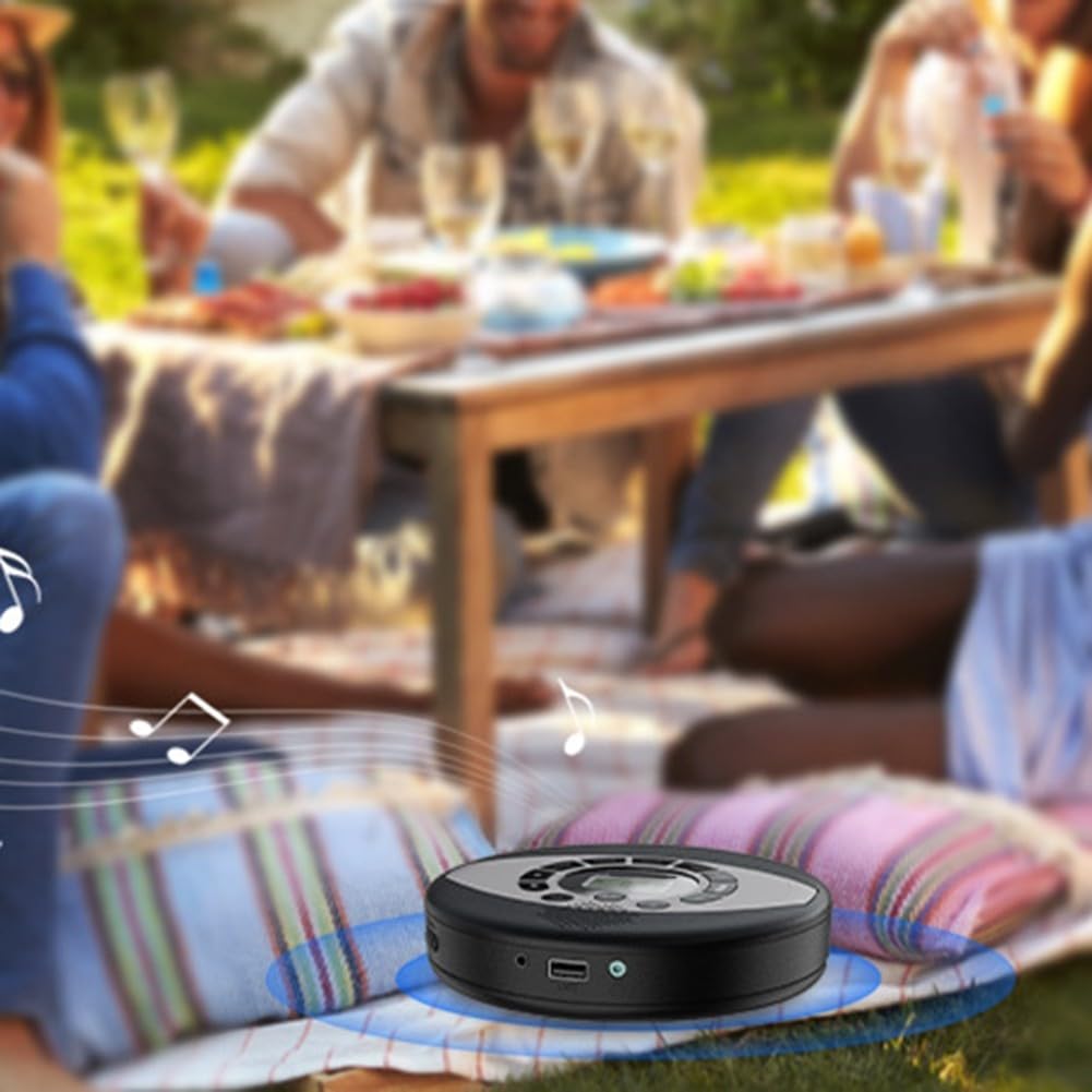 Lettore CD portatile,Ricaricabile 2000mAh Dual Speaker Anti-Skip,Casa Viaggi Musica all'aperto