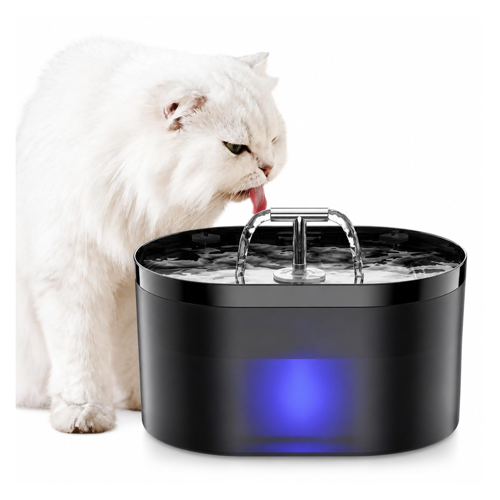 Fuente De Agua para Gatos, Consumición Automática 2,2 L | Plástico, Filtro Carbón Activado, Bomba Súper Silenciosa, Alimentada Por Carga, Con Dispensador(Water dispenser)