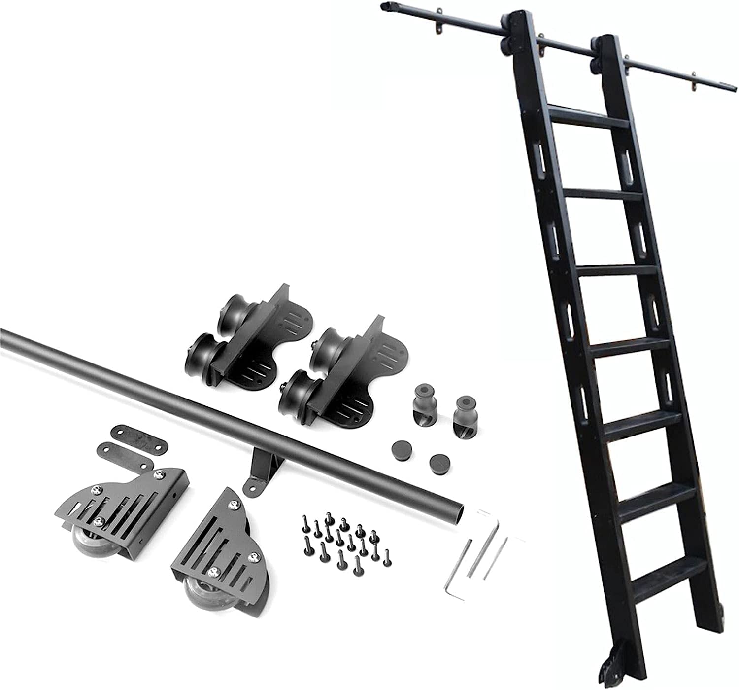 Kit de rails coulissants pour bibliothèque roulante et système d'échelle mobile d'intérieur