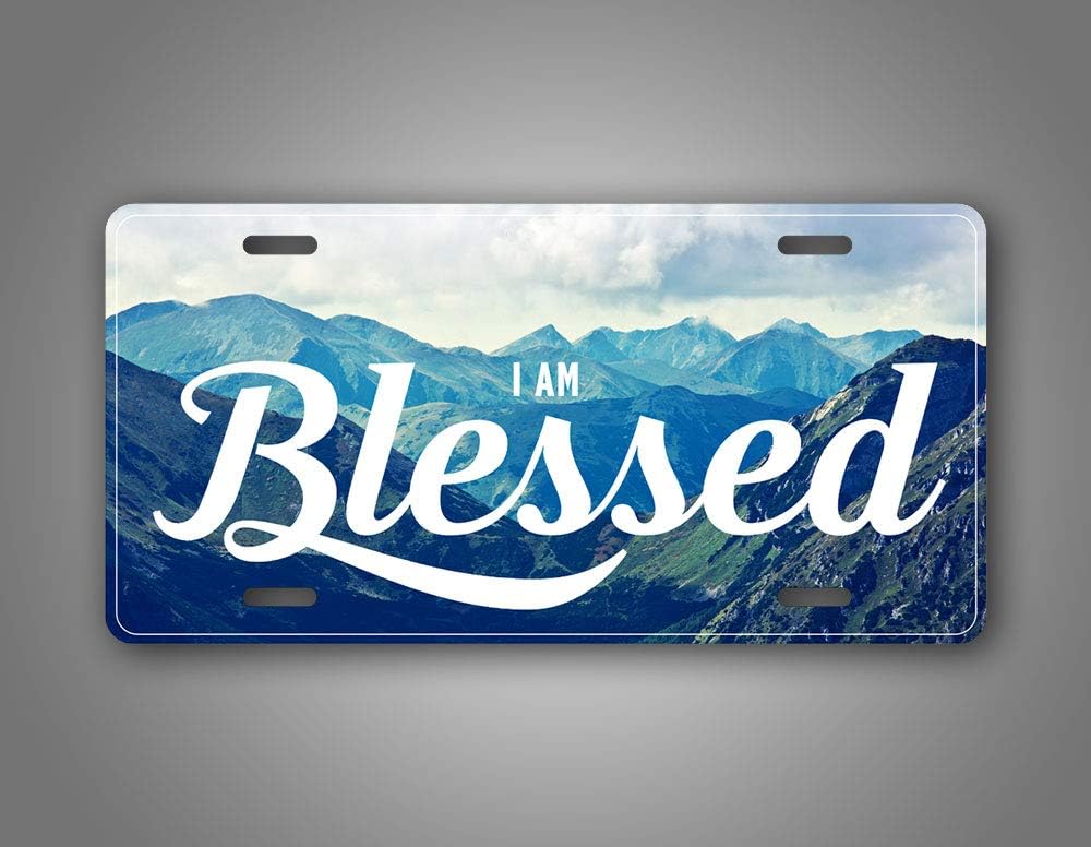 Blessed Mountains Scene License Plate I Am Blessed Christian Auto Tag image 3