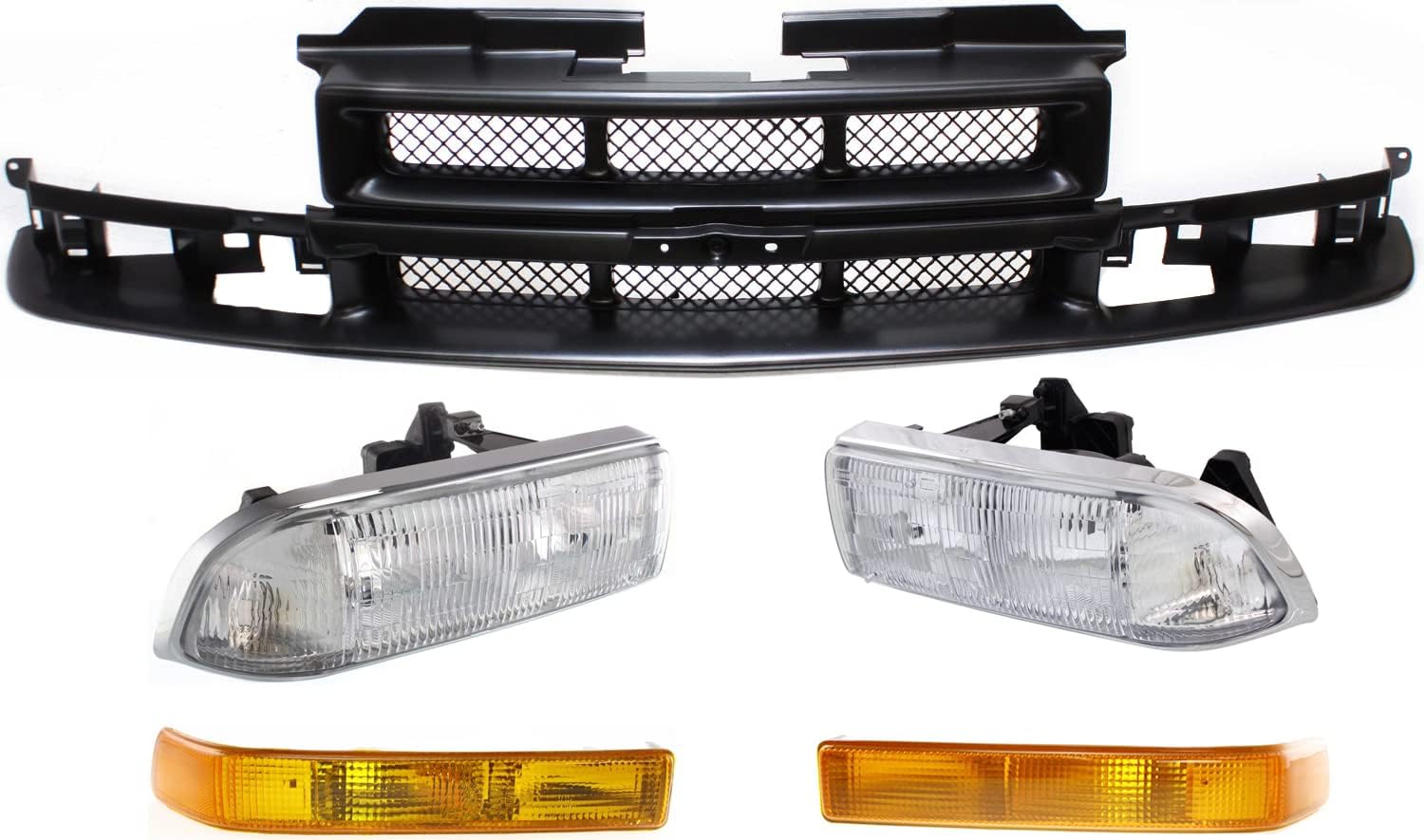 Evan Fischer Headlight Kit Compatible With 1998-2004 Chevrolet S10, Fits 1998-2005 Chevrolet Blazer With Grille Assembly and Turn Signal Light Driver and Passenger Side