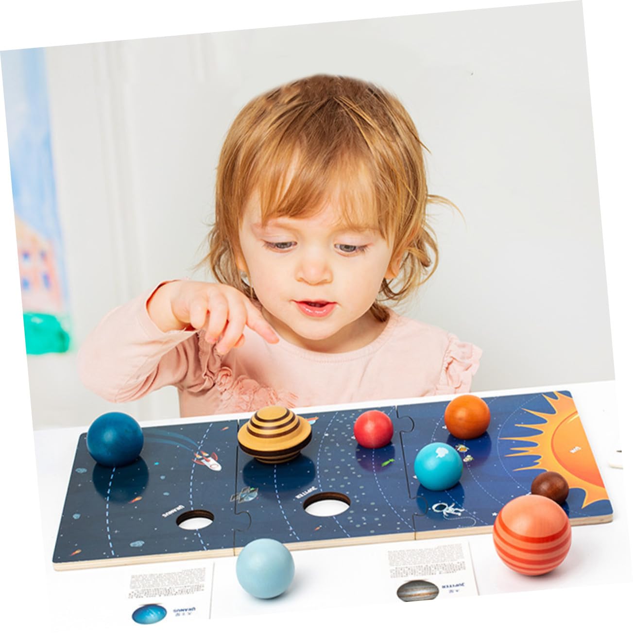 ibasenice Puzzle Planetario in Legno per Bambini Piccoli, Gioco Educativo Solare 8 Pianeti, Puzzle Cognitivo Interattivo per Bambini, Giocattoli Spaziali per Apprendimento Montessori, Set