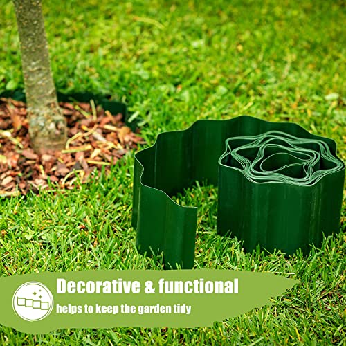KAHEIGN Rasenkante 15cm x 9m Kunststoff Beeteinfassung, Kunststoff Garten Rasenkante Flexible Langlebige Beetumrandung für Rasenbegrenzung Raseneinfassung & Garten Abtrennung für Blumenbeet