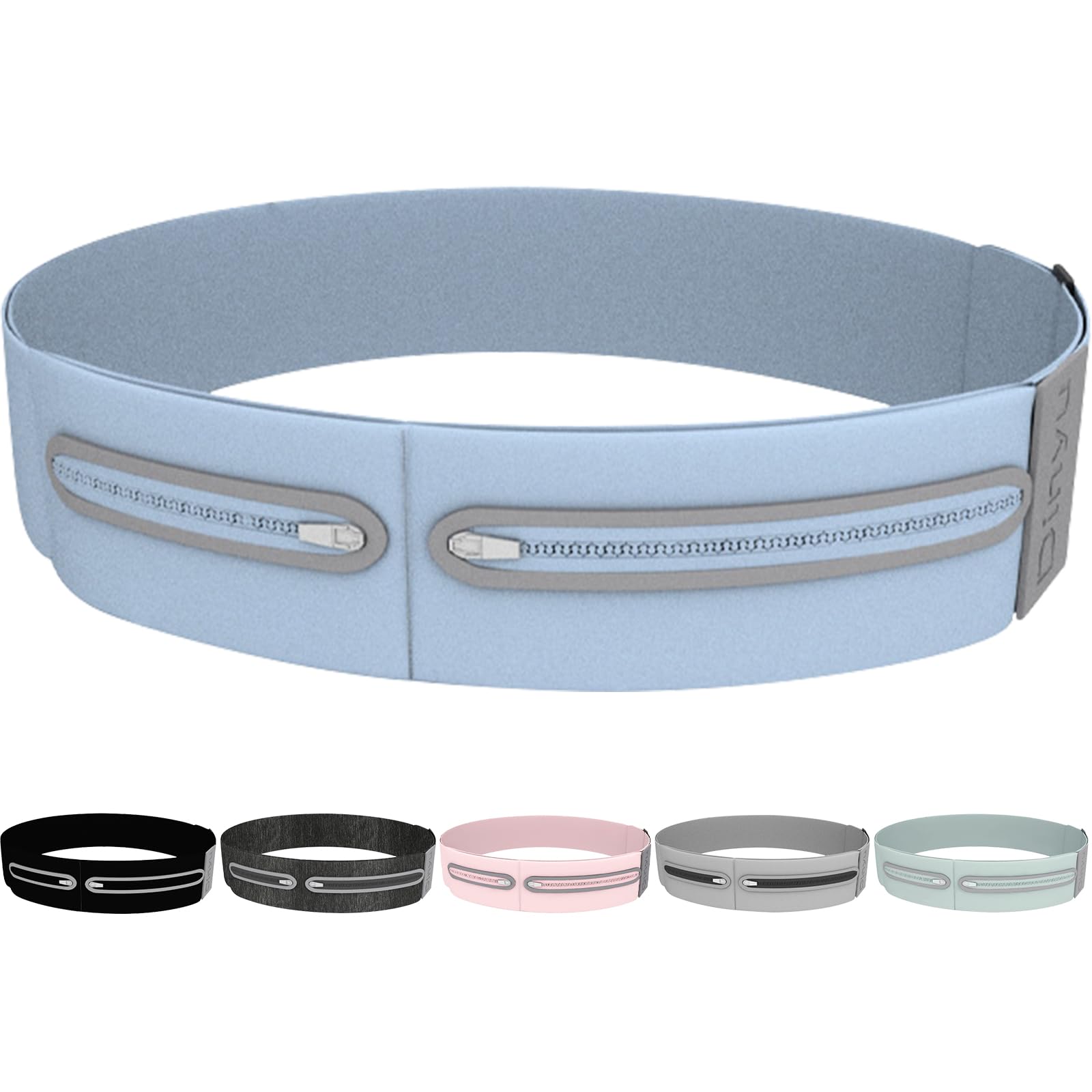 SCCGKP Running Belt for Women and Men Lightweight Running Waist Belt, Multi-Pocket Phone Holder Running Pouch (Blue, Medium)
