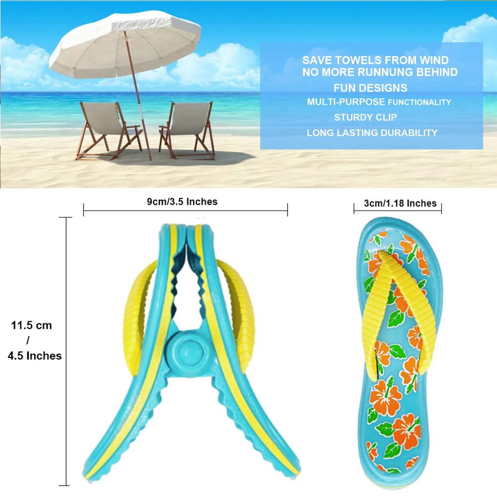 Kirmoo Beach Towel Clips (1 Piece) - Large Plastic Clips For Chairs, Cruise, Pool - Grey