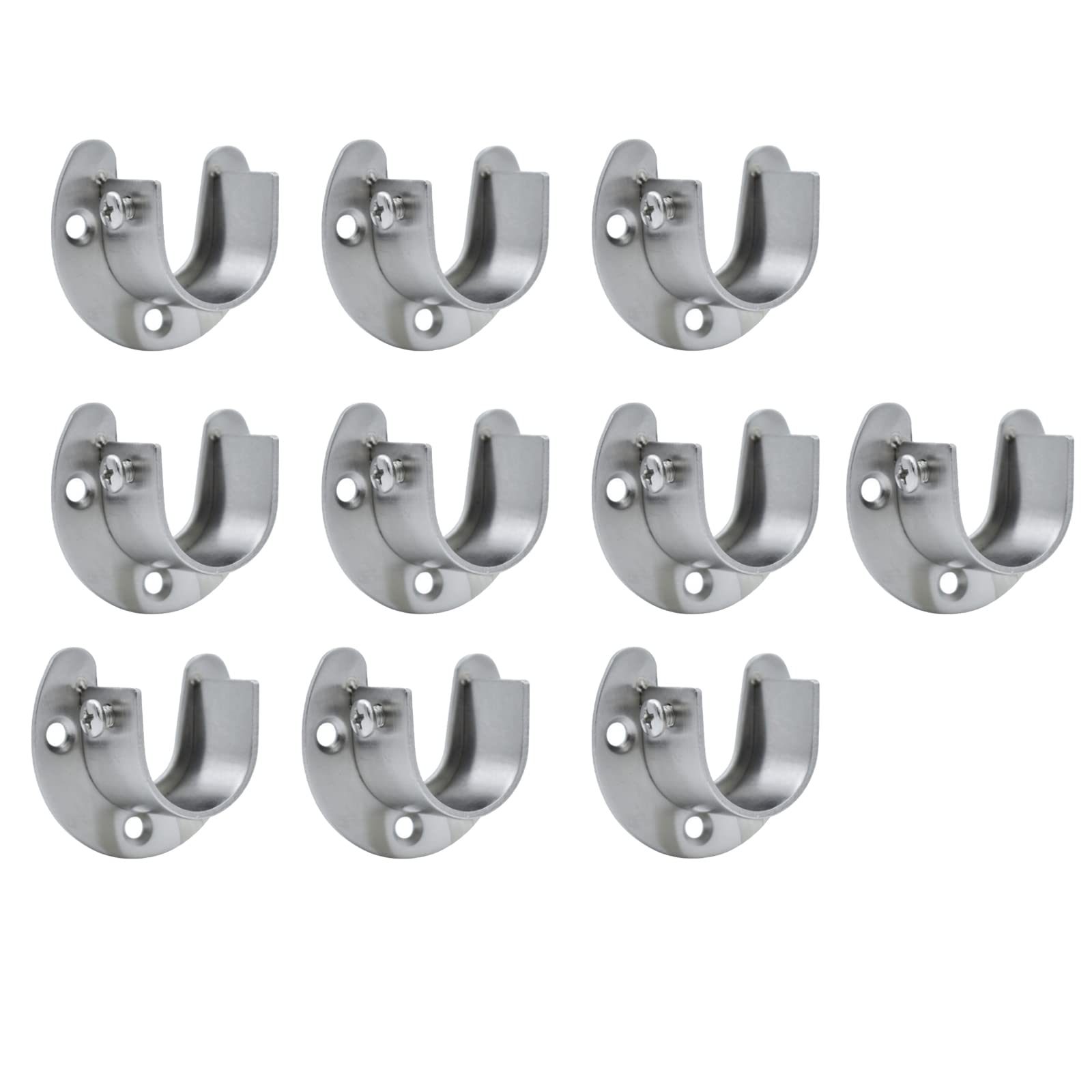 TopHomer 32mm Flange Rod Holder,Closet Rod Holder, U Shaped End Rod Bracket Stainless Steel Closet Pole Socket for Wardrobe Shower Curtain 10PCS