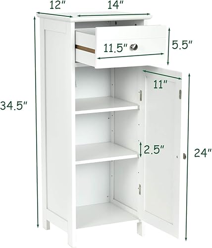 Miniatura 3 de GLACER Armario de almacenamiento de suelo armario de almacenamiento multifuncional de baño independiente con dos estantes ajustables ideal para baño